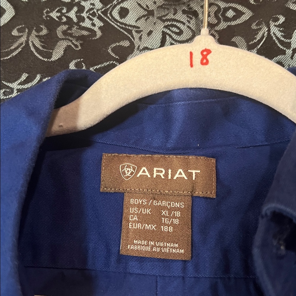 ARIAT BOYS Royal Blue Long Sleeve Shirt, very nice, size XL(boys) - Picture 5 of 8